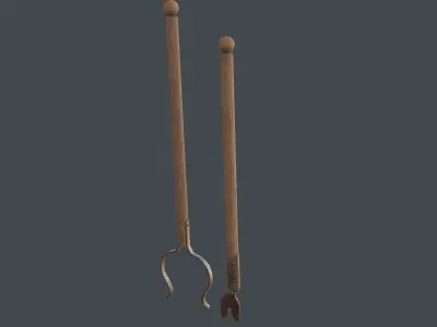 Medieval Fireplace Tool Set Low-poly 3D model