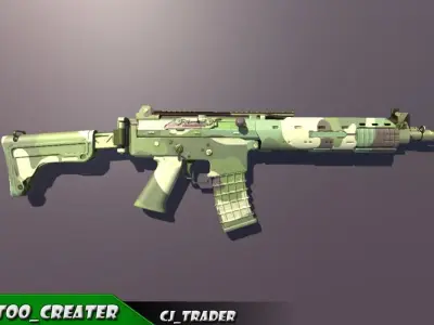 KA5C Low Poly Assault Riffle 3d Model  Low-poly 3D model