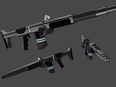 Sci-fi rifle 3D model 4