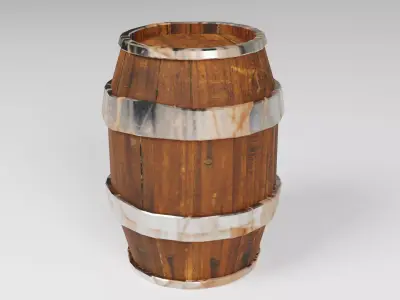 Stylized Wooden Barrel PBR Game Ready Prop Low-poly 3D model