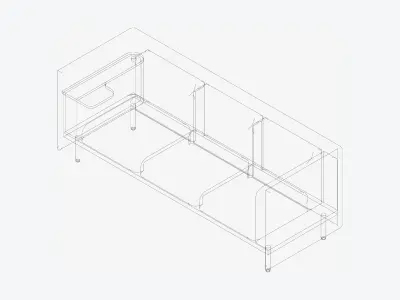 Sofa - Contemporary - Flame - Medium Work Shelf - Left Low-poly 3D model purchase