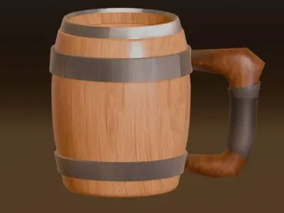 Wooden Glass Low-poly 3D model