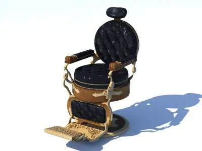 Royal Vintage Barber Chair   Historical Patterned 3D Model Low-poly 3D model