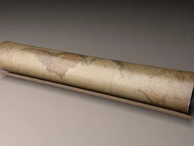Rolled Old - Antique Map Low-poly 3D model