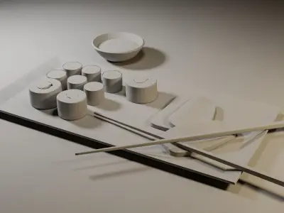 Sushi and Sashimi Low-poly 3D model