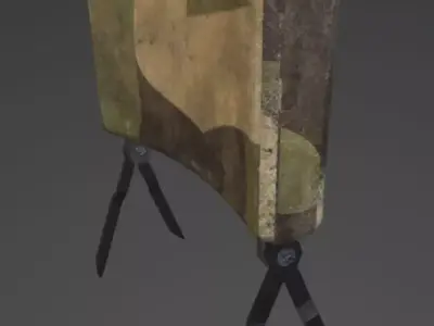 claymore camouflage bag on tripod Low-poly 3D model