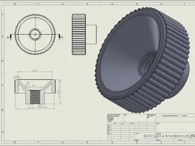 3D Nuts M10 06014-11401024  Knurled-nuts plasitc 3D Print Model 3D print model