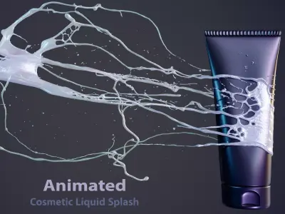 Cosmetic Liquid Splash  Dynamic Alembic and Render Ready Scenes 3D model
