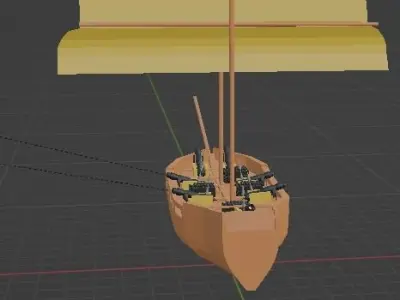 Age of sail gunboat Low-poly 3D model