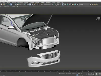 Hyundai Sonata 2016 -2017 with engine and bumpers support  Free low-poly 3D model