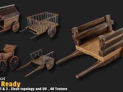 5 Chariot Game Ready VOL01 Low-poly 3D model