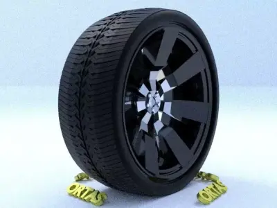 ORTAS CAR RIM 13 GAME READY RIM TIRE AND DISC 3D model
