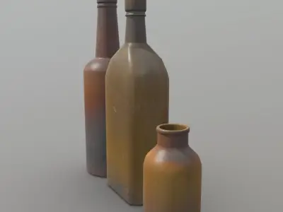 Bottles 2 vintage Low-poly 3D model