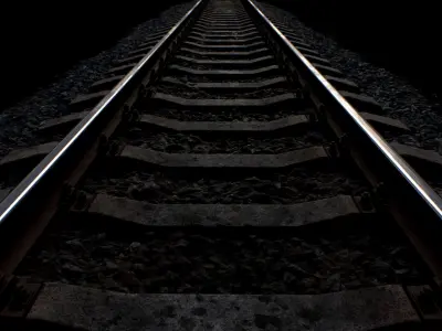 Railroad wit Concrete Sleepers Low-poly 3D model