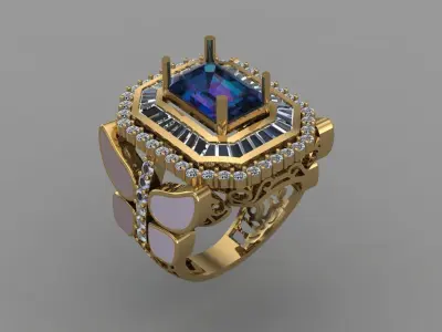 Antique Diamand Ring Women 3D Print model 3D print model
