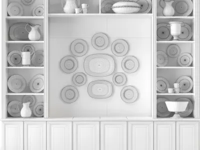 Cupboard with dishes 3D model