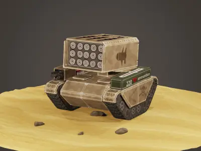 stylized multiple rocket launcher Low-poly 3D model