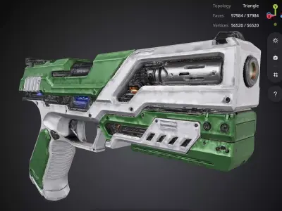 Futuristic Green Pistol 3D model