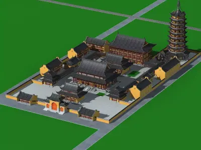 Chinese Style Architecture 3D model 7