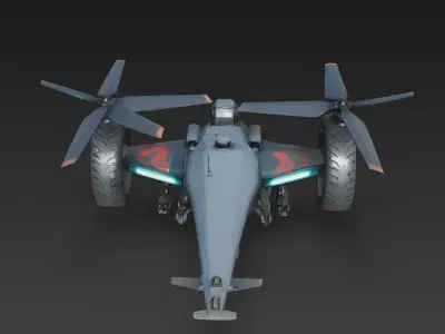 Sci-Fi Armed Hybrid Combat Drone 3D Model Low-poly 3D model