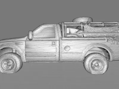 Abandoned Military Utility Pickup Low-poly 3D model