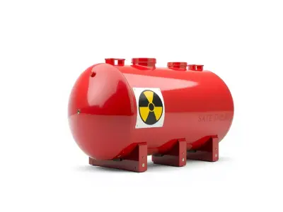 Industrial Red Tank model pack with Hazard Sign Low-poly 3D model