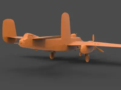 B-25J orange airplane 3D print model
