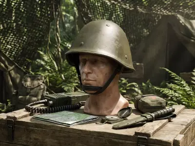 Vintage Military Steel Helmet - Game Ready Low-poly 3D model
