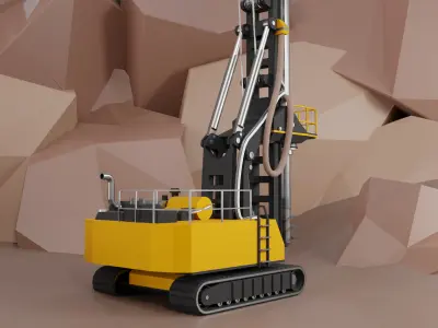 Rotary Drill Heavy Vehicle Low-poly 3D model