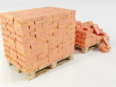 Pallet with Bricks 3D model