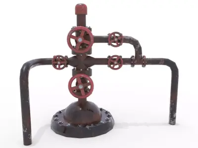 Oil Pumpjack Wellhead Weathered 2 Low-poly 3D model