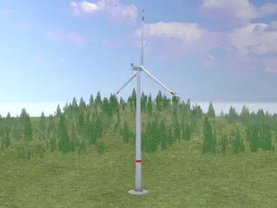 Wind-turbine with foundation V1 H-175 RD 172 m Low-poly 3D model