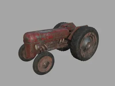 Old Tractor Low-poly 3D model
