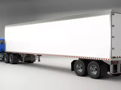 Generic Semi Truck Day Cab and Dry Van Box Trailer 3D model