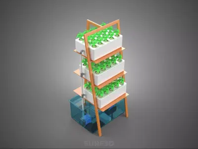 VERTICAL HYDROPONIC SOILLESS PLANT GROWTH WATER TANK RESERVOIR 3D model