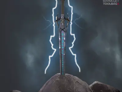 Excalibur Stylized Sword Low-poly 3D model