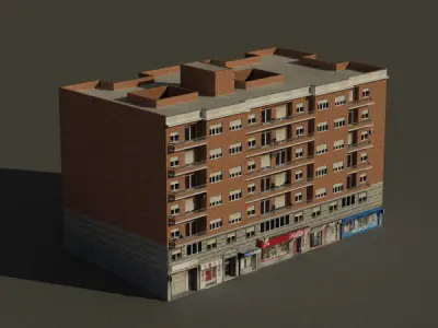 Building apartment Low-poly 3D model