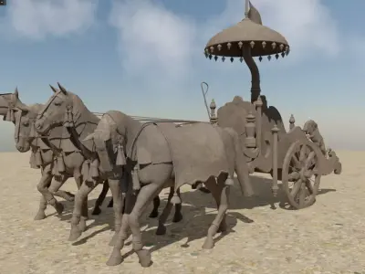 Arjuna Chariot  Rath in Mahabharatha Low-poly 3D model