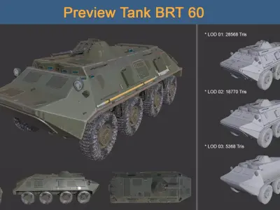 Asset - Army - Tank - BTR 60 Low-poly 3D model