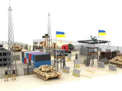 Ukraine Military Base Low-poly 3D model