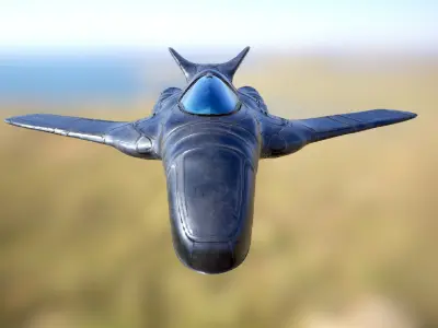 Fighter jet flying in sky Low-poly 3D model
