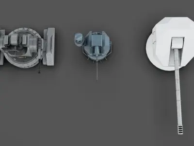 Deck Guns 03 Low-poly 3D model