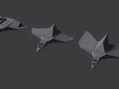 Spaceships - Low poly models  Low-poly 3D model