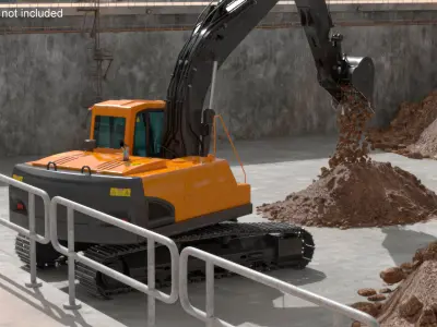 Excavator with Pile of Soil Rigged 3D model