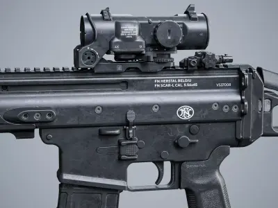 Modular tactical sniper MK 16 FN SCAR-L Low-poly 3D model