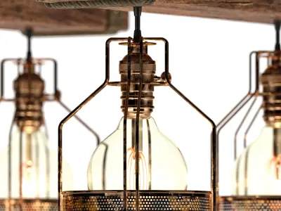 Rustic Wooden Chandelier 3D model