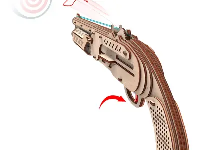 Shotgun - 3D DIY Wooden Mechanical Puzzle Model 3D model