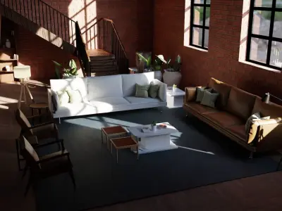 industrial living room 3D model purchase