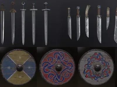 Nordic Vikings style weapon pack Low-poly 3D model