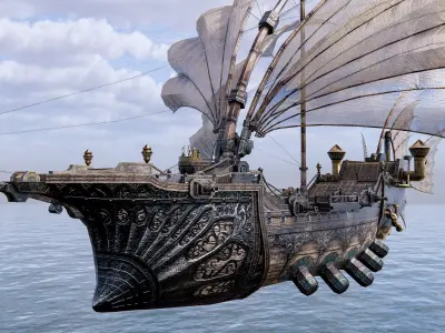 Fantasy Flying Ship 3D model